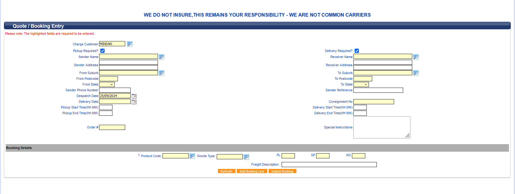Booking Screen